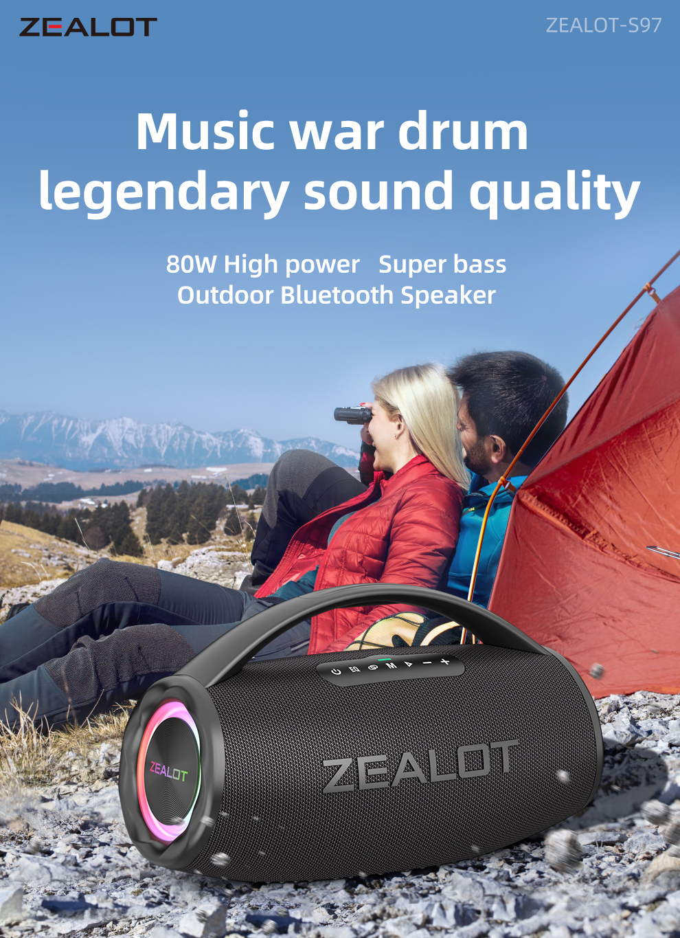 ZEALOT S97 80w 外付けスピーカー ZEALOT-S97 80W Bluetooth Speaker Powerful Wireless Speaker