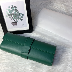 Leather <b>Watch</b> Roll for Travel Handmade Men's <b>Watch</b> <b>Case</b> with Green Embossed Custom Logo Service for Promotional Gifts - Product Image 4