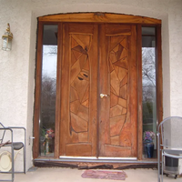 Porte d'Entrée Double Extérieure en Bois Usine Originale Intelligente pour Hall Principal