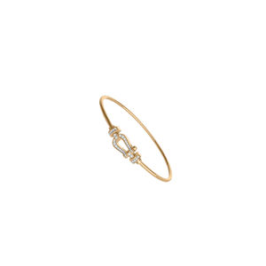 Venta al por mayor de pulsera de hebilla de herradura clásica de tamaño para mujer, pulsera chapada en oro de gama alta de lujo con luz de diamante completo en forma de U - Product Image 6