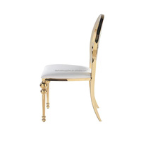 Vente en gros de chaises d'hôtel à cadre en acier inoxydable, chaises empilables à bordure dorée, location de chaises pour événement