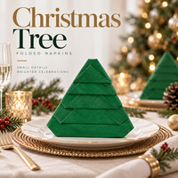 Serviettes de table pré-pliées pour fête de Noël avec motif arbre, formes créatives uniques, jetables, vente en gros