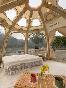 Tente gonflable ronde de maison d'air de style de <span class=keywords><strong>palais</strong></span> avec la tente extérieure de dôme de camping de protection UV de pompe libre - Product Image 4