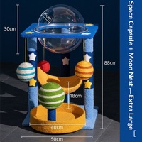 Arbre à chat Galaxy multifonctionnel avec structure d'escalade intégrée en sisal, bois, capsule spatiale et balles jouets mignonnes, lit et maison pour chat d'intérieur