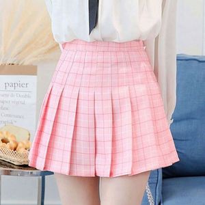 Jupe-short plissée rose unie en fibre de polyester respirante à taille naturelle pour femme, collection Printemps-Été 2025, style coréen décontracté - Product Image 3