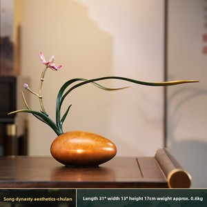 Adorno de Cobre con Orquídeas de Estilo Zen Estético de la Dinastía Song, Regalo para Oficina, Estudio, Sala de Té, Mesa de Entrada, Sala de Estar - Product Image 6