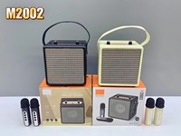 Altavoz M2002 Super Bass de Alta Calidad, Altavoz Portátil para Karaoke con 2 Micrófonos Inalámbricos para Fiestas al Aire Libre, DJ y KTV Familiar