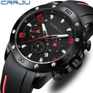 นาฬิกาข้อมือผู้ชาย CRRJU 2295 โครโนกราฟ สำหรับกิจกรรมกลางแจ้ง กันน้ำ หน้าปัดเรืองแสง ควอตซ์ สายยาง Relogio Masculino - Product Image 1