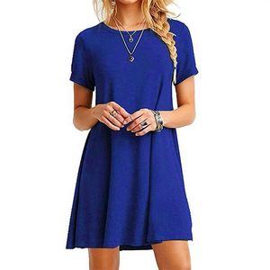 Oferta 2025 Vestido de Mujer de Manga Corta y Cuello Redondo en Color Sólido a la Moda <span class=keywords><strong>para</strong></span> el Trabajo y Ropa Casual <span class=keywords><strong>para</strong></span> Chicas - Product Image 5