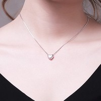 Collier en argent 925 avec zircon cubique pour femmes, vente en gros, pendentif cœur en CZ, chaîne