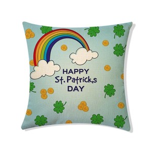 St. Patrick's Day <b>Throw</b> Pillow Square Cushion <b>Cover</b> Removable Flax Fabric Decorative Pillowcase for Home <b>Sofa</b> - Product Image 4