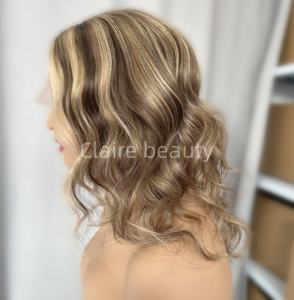 Быстрая доставка, европейские натуральные человеческие волосы, прозрачный 360 парик на шнурках, светлый цвет, объемные волнистые парики - Product Image 2