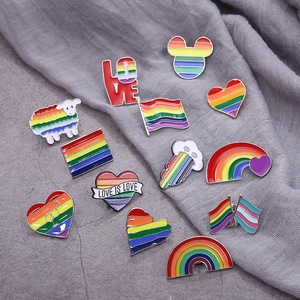 Creative Rainbow Custom Pride Gay Pride Rainbow Gold Pin Lgbt Flag Metal Pins para Cap