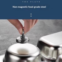 Assiette carrée en acier inoxydable Dexi DX-0026, écologique, de qualité alimentaire, avec couvercle divisé, pour le camping en plein air, les pique-niques, les barbecues et l'école