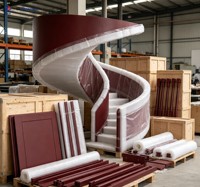 Escalier en colimaçon moderne de luxe en acier avec rampe métallique, design écologique et sûr pour usage résidentiel haut de gamme en extérieur