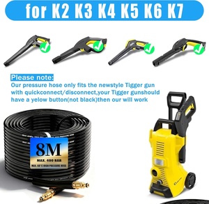 Tuyau haute <span class=keywords><strong>pression</strong></span> noir de 8 m, 600 g, Krcher K2 K3 K4 K5 K7, 400 bars (5800 PSI), système de connexion rapide Click, extension pratique - Product Image 5