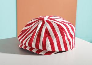 Casquette Gavroche Rétro Western à Rayures Épaisses Printemps Automne, Chapeau Béret Simple pour Jeunes Filles et Garçons - Product Image 5