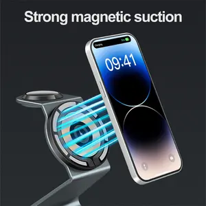 15w 3 in 1 마그네틱 무선 충전기 스탠드 iPhone 13 1415 시리즈 및 iWatch에 대한 알루미늄 합금 무선 전화 충전 스테이션