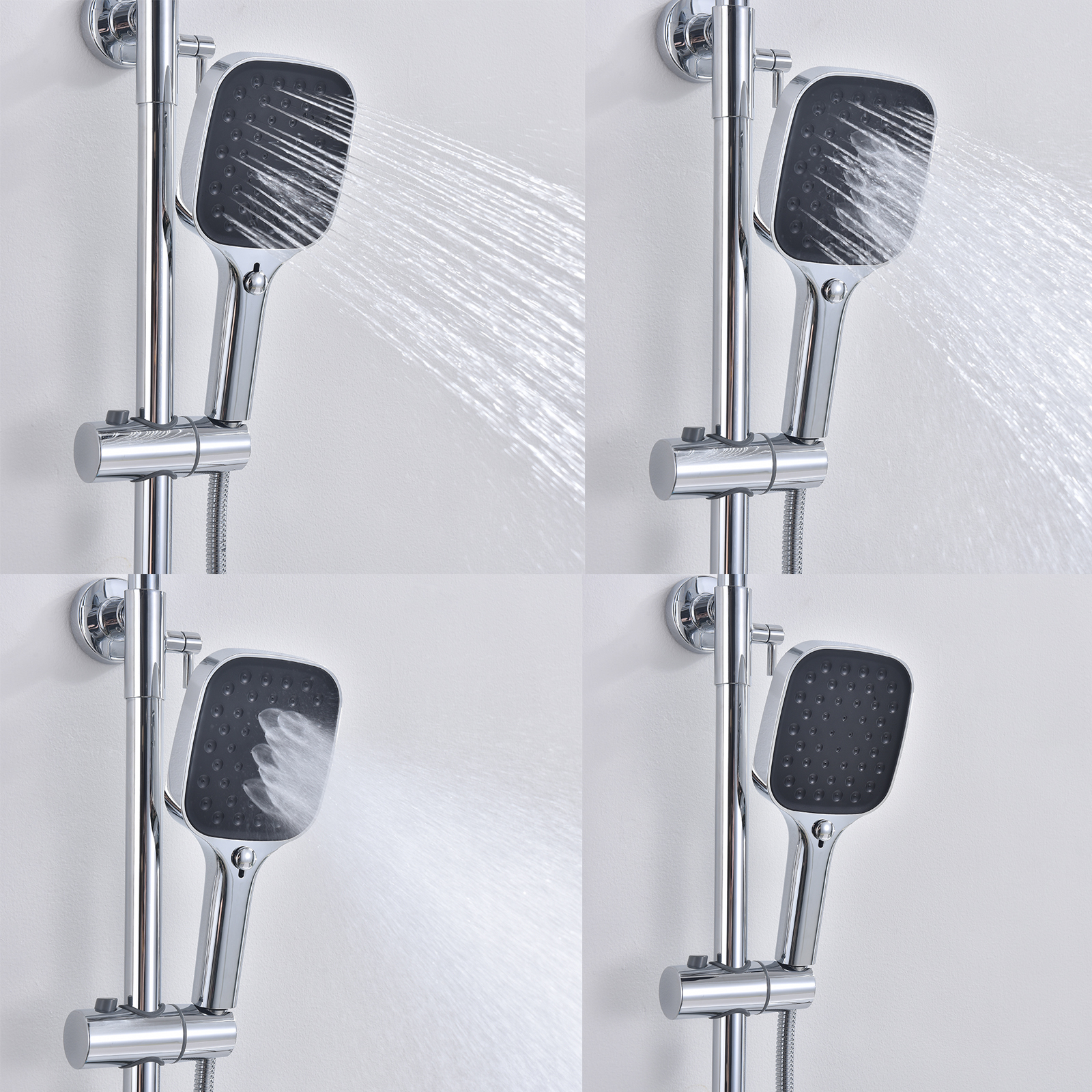 Bathroom Shower Faucet Set – Brass Chrome Hot & Cold Mixer with Rain Shower & Slide Bar - View 2
