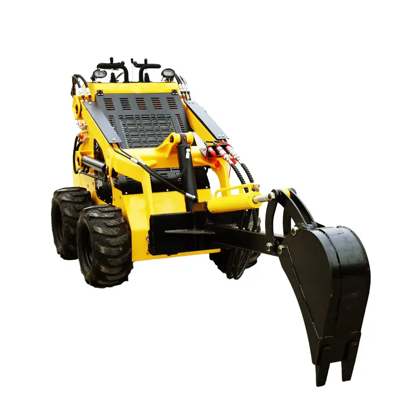 EPA mini skid steer loader kanga roda loader front end 23hp untuk dijual dengan Simple backhoe/penggali lampiran