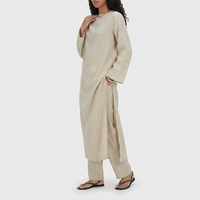Ensemble 2 pièces décontracté et modeste sur mesure en tissu naturel doux, tunique longue et pantalon palazzo, pour femmes musulmanes - Fabricant