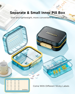 Nouvelle boîte à pilules portable à 7 compartiments, boîte de rangement pour médicaments, sans BPA, sans danger pour les aliments, empilable, pratique, organisateur pour pharmacie et maison - Product Image 3