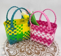2025 enfants mode légumes panier sac coloré en plastique à la main tissé sac à provisions femmes plage extérieur sac à main