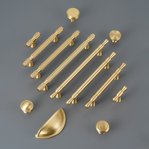 Modern Minimalist Retro Style All Copper 96mm Size Light Luxury Wardrobe <strong>Door</strong> Handle <strong>Gold</strong> Brass <strong>Knob</strong> for Kitchen Use - Product Image 3