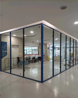 Cloison de bureau en verre à cadre en aluminium, structure modulaire combinée, installation facile et rapide, style moderne minimaliste