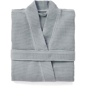 Custom White <b>Waffle</b> Breathable Hotel Bath Robe 100% Cotton Slippers Set Unisex with Logo - Product Image 1