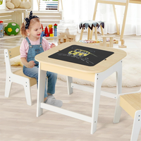 Table d'activités moderne 3 en 1 en bois pour enfants avec tableau noir réversible Ensemble table et chaises pour enfants pour le salon
