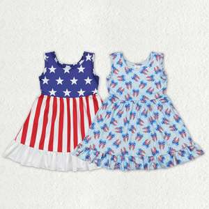 Vestido para niñas del 4 de julio, vestido patriótico con estampado de estrellas y rayas para el Día de la Independencia, vestido sin mangas para niñas - Product Image 5