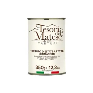 Trufa negra de origen italiano de calidad superior cortada en rodajas en aceite de oliva 350g lata exportación al por mayor para mejorar el sabor de las recetas