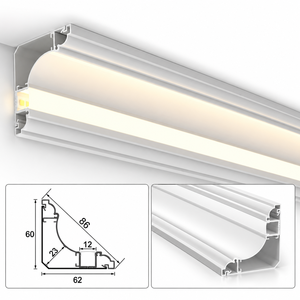 Aucun <span class=keywords><strong>plafond</strong></span> suspendu requis <span class=keywords><strong>pour</strong></span> la rénovation intérieure de maisons modernes : profilé de corniche en alliage d'aluminium <span class=keywords><strong>pour</strong></span> bande LED à montage en surface - Product Image 3