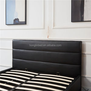 Современная стильная удобная мягкая двуспальная кровать простая модная кожаная светодиодная рамка для хранения газового подъемника - Product Image 6