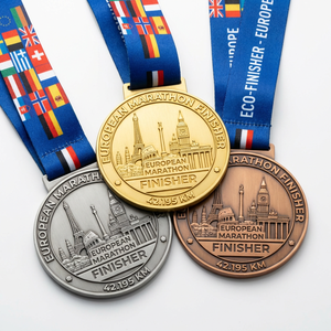 Medalla de metal barata personalizada para carreras de 5K, medalla con logotipo deportivo de latón y zinc 5K chapada y fundida para regalos de recuerdo, sin pedido mínimo - Product Image 1