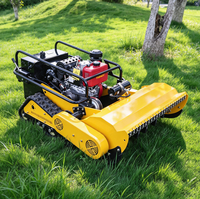 Robot Pemotong Rumput Industri Kecil Lebar Pemotongan 800mm Mesin Diesel Remote Control Crawler Lawn Mower DIY