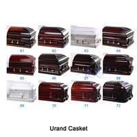 Ataúd Funerario Urand A480 Estilo Americano, Interior de Terciopelo Crema, Madera de Caoba Africana Sólida, Diseños Personalizables