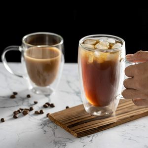 Gobelet à café latte cappuccino transparent de grande capacité 450 ml 15 oz, tasse en verre à double paroi avec poignée - Product Image 4