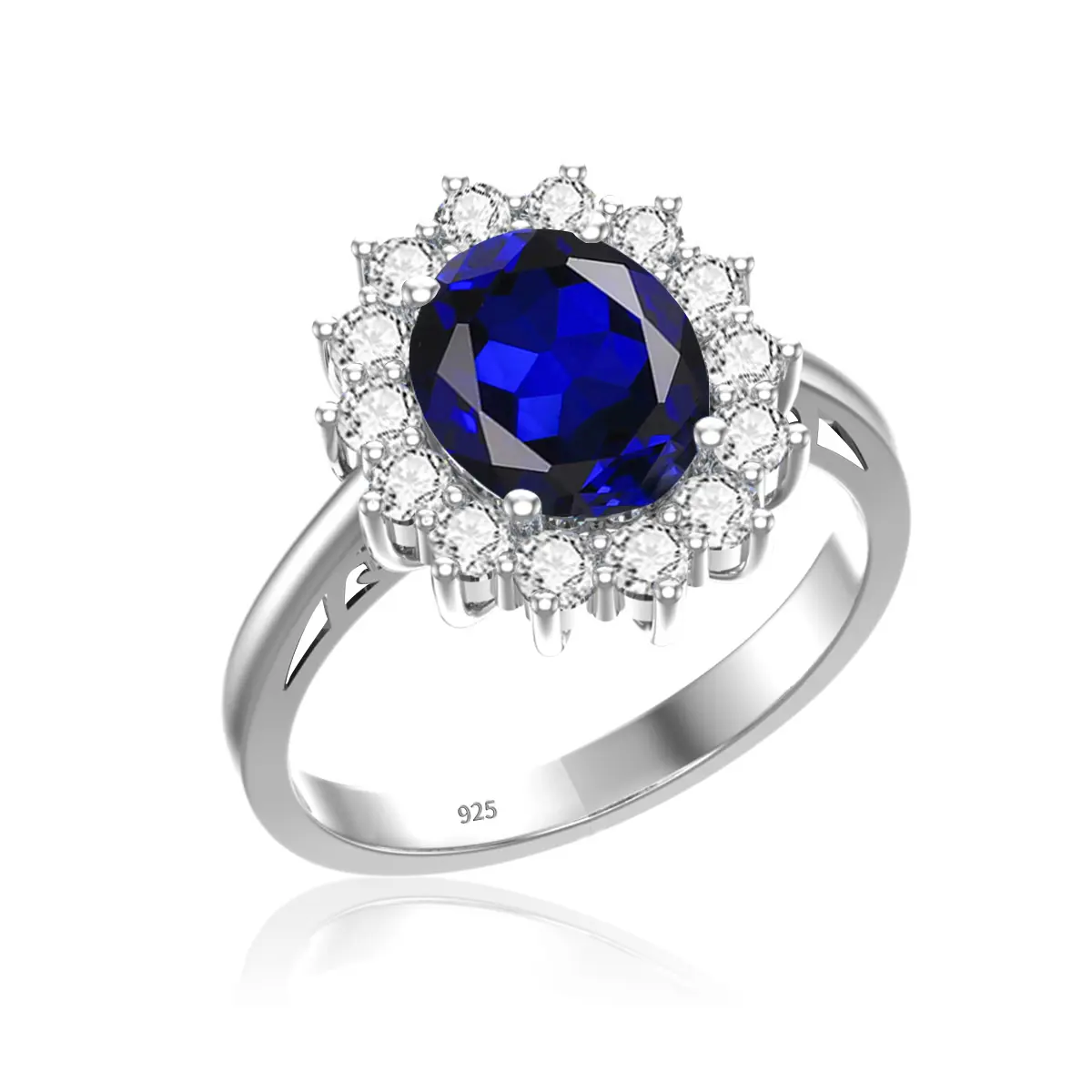 Princess Diana Rhodium Sapphire Plated Copper CZ Stone Zircon Promist Eternity Band Rings Engagement Women Jewelry