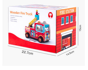 <span class=keywords><strong>Camion</strong></span> de pompiers jouet lumineux LED pour enfants, véhicule en bois unisexe avec sons et lumières, comprenant vis et écrous à des fins éducatives - Product Image 6