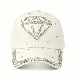 Casquette de baseball en jean tendance ornée de strass étincelants, effet vieilli, cloutée, en coton délavé, protection solaire extérieure - Product Image 4