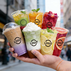 Gobelets jetables à double paroi en plastique pour jus, thé au lait, transparents, personnalisés, 16 OZ, à emporter, 500 ml, logo personnalisé - Product Image 3