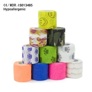 2024 Athmedic sport China self adhesive logo cohesive bandage Printed Veterinary Wrap finger cohesive bandage