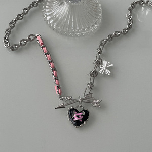 Collar de Acero Inoxidable con Diseño de Lazo y Flecha, Estilo Y2K, para Mujer, Accesorios de Joyería - Product Image 4