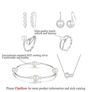 Serie de cuentas de concha de alta calidad, conjunto de collar de anillo, joyería de perlas de agua dulce de plata de ley S925 para mujer - Product Image 6