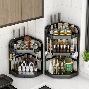 Wholesale <b>Kitchen</b> Muti-Layer Metal Non-Folding <b>Shelf</b> Countertop Corner Triangle Seasoning Rack Knife Holder - Product Image 3