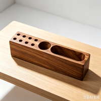 Boîte de rangement de bureau en bois avec 3 compartiments de rangement, plateau porte-stylos