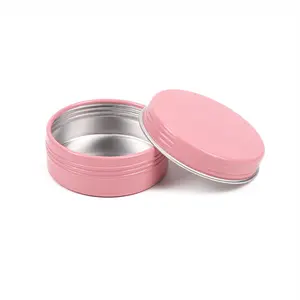 गुलाबी लिप बाम आई शैडो धातु टिन खाली एल्यूमीनियम कंटेनर कॉस्मेटिक क्रीम जार एल्यूमीनियम ढक्कन के साथ