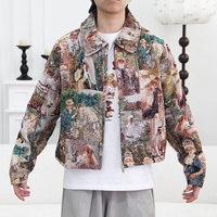 Blouson aviateur tissé jacquard à fermeture éclair respirant pour femmes avec motif de tapisserie patchwork au design personnalisé